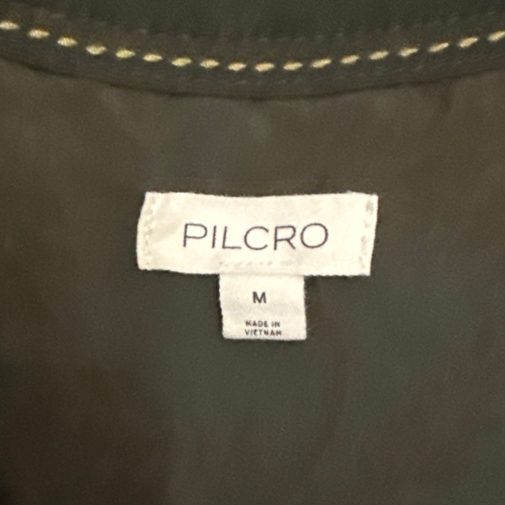 Anthropologie Pilcro Hadley Velvet Button Front Shirt Relaxed Fit Evergreen Sz M - Picture 5 of 10